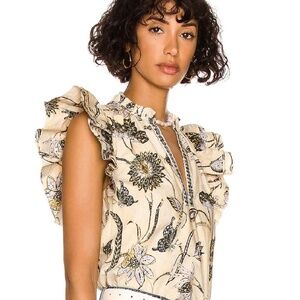 Ulla Johnson V-Neck Elena Cotton Blouse Sz L  NEW